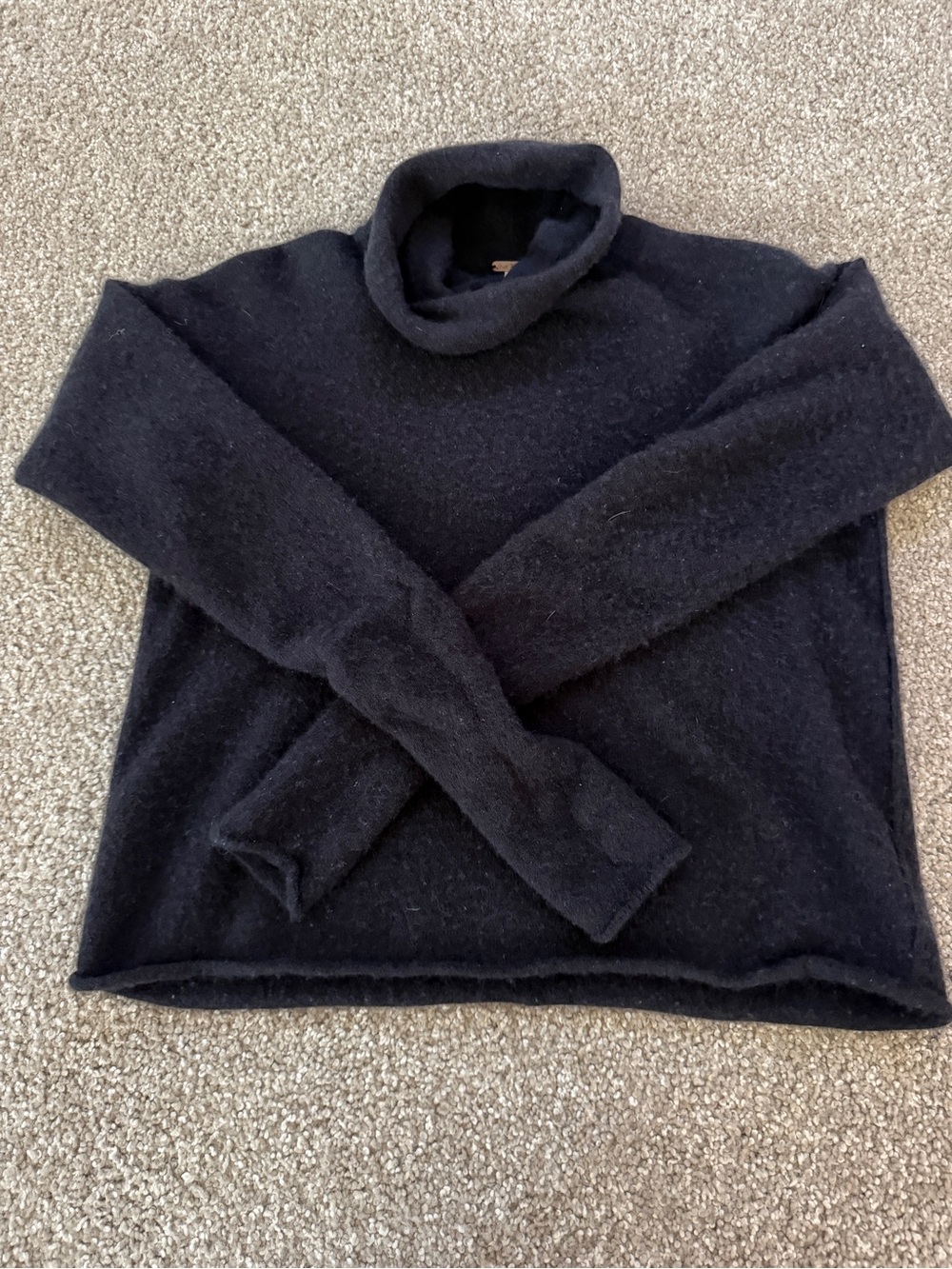 Free People Black Cozy Cowl Neck Sweater